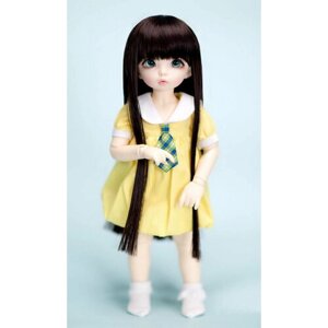 Fairyland Wig LFW-21 (Длинный прямой парик с чёлкой: цвет тёмно-коричневый размер 6-7 дюймов для кукол LittleFee Фейриленд)