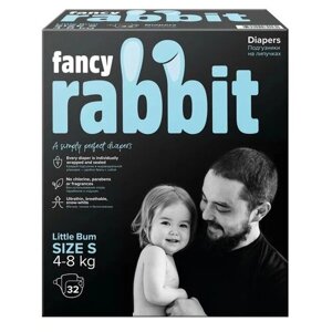 Fancy Rabbit Подгузники на липучках , 4-8 кг, S, 32 шт
