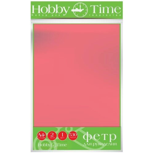 Фетр Hobby Time 4ММ, 530 Г/М. КВ Ф. А4,19.5х28.8СМ, 2 листа ( ярко-розовый ) от компании М.Видео - фото 1