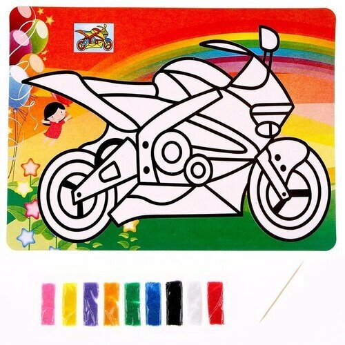 Фреска с цветным основанием «Мотоцикл», 9 цветов песка от компании М.Видео - фото 1