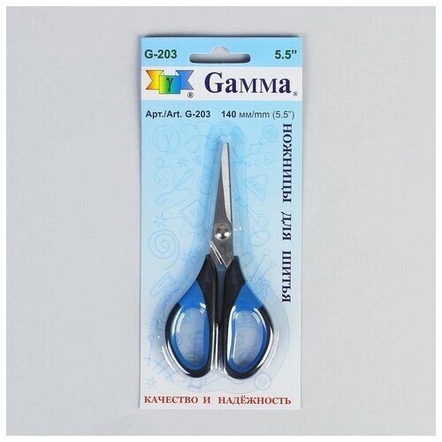 Gamma Ножницы для рукоделия, 5,5", 14 см, цвет чёрный/синий от компании М.Видео - фото 1