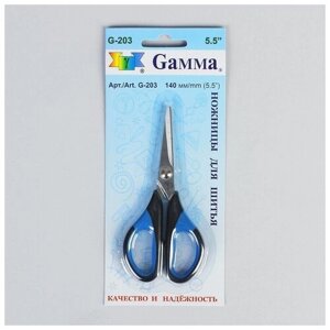 Gamma Ножницы для рукоделия, 5,5", 14 см, цвет чёрный/синий