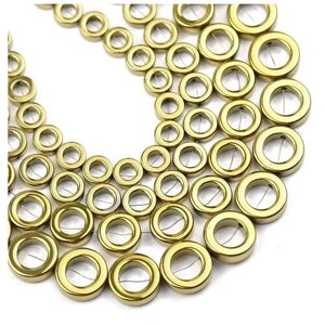 Гематит бусины кольца 12 мм, 38-40 см/нить, около 31 шт, цвет: Золото