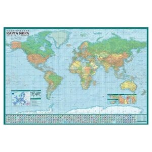Гео-Трейд Политическая карта мира Настенная с антибликовой ламинацией (466-0-00023-039-3), 90  60 см