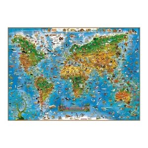 Геоцентр Настенная иллюстрированная карта мира. Животные (978-1-905502-71-4), 97  137 см