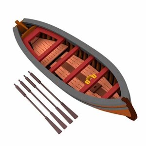 Гичка 4-весельная XVIII-XIX века, 110х25х16 мм, сборная модель корабля для начинающих, Россия, М. 1:64