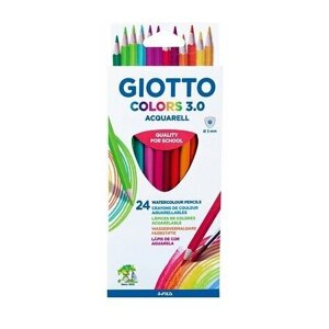 GIOTTO COLORS 3.0 Цветные акварельные деревянные карандаши, 24 шт. треугольной формы.