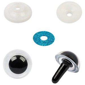 Глаза круглые для игрушек HobbyBe с блестящей вставкой, 11 мм, 5х2 шт, голубой (PGSB-11)
