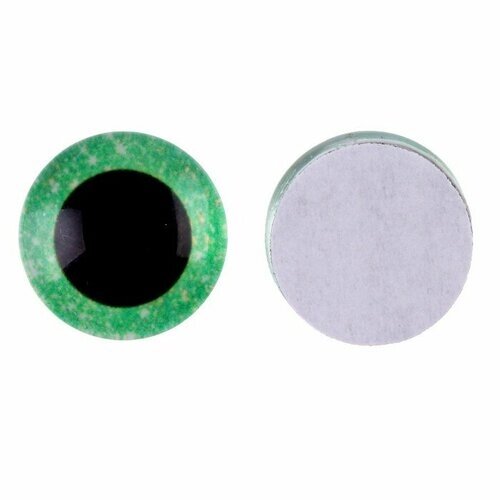Глаза на клеевой основе, набор 10 шт, размер 1 шт — 14 мм, цвет зелeный с блeстками от компании М.Видео - фото 1