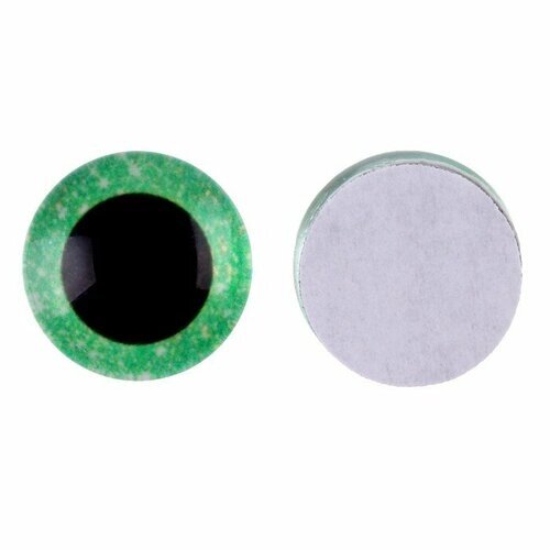 Глаза на клеевой основе, набор 10 шт, размер 1 шт — 15 мм, цвет зелeный с блeстками от компании М.Видео - фото 1