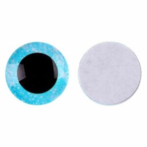 Глаза на клеевой основе, набор 10 шт, размер 1 шт 16 мм, цвет голубые с блестками
