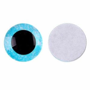 Глаза на клеевой основе, набор 10 шт, размер 1 шт. 18 мм, цвет голубой с блёстками
