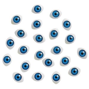 Глаза, набор 22 шт., размер 1 шт: 1,5 x 1 см, размер радужки 9 мм, цвет голубой