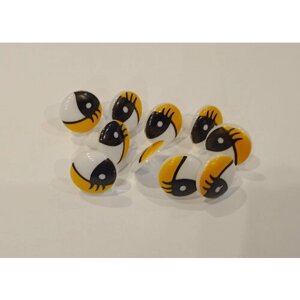 Глазки для игрушек винтовые, с фиксатором, диаметр 16 мм, набор 10 штук, цвет желтый