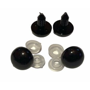Глазки для игрушек, винтовые с заглушками, диаметр 8мм, длина 12 мм. Черные 10 штук, 5 пар.