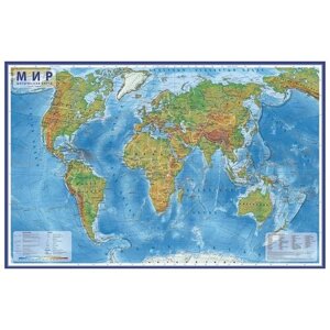 Globen Интерактивная карта Мир физический 1:29 в тубусе (КН039), 101  66 см