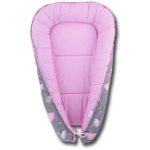 Гнездышко-кокон для новорожденных Body Pillow, расцветка "Балерины на сером, розовый горох" от компании М.Видео - фото 1