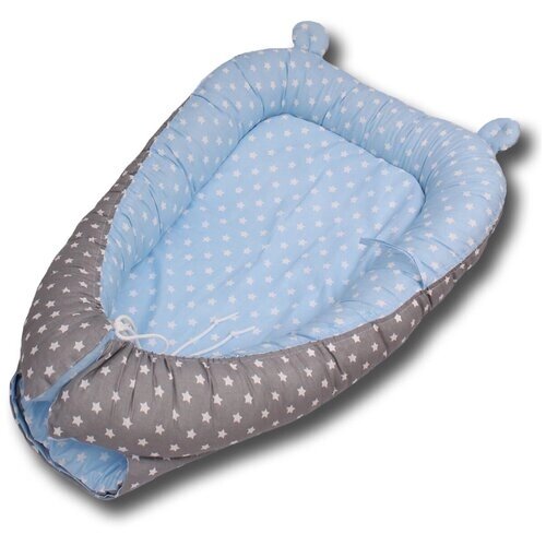 Гнездышко-кокон для новорожденных Body Pillow, расцветка "Звезды комби серо-мятные" от компании М.Видео - фото 1