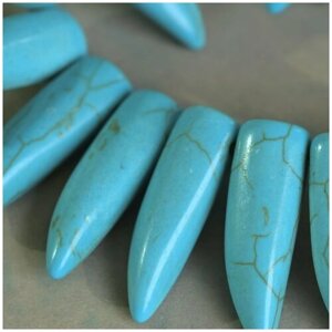 Говлит бусины 12 шт. Синтетический камень бирюза, цвет голубой, размер 30х10х7.5 мм