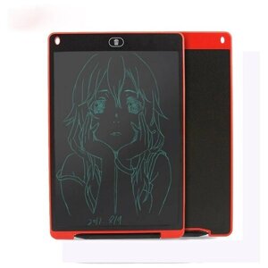 Графический планшет для рисования детский LCD Writing Tablet 12 дюймов со стилусом, красный / Интерактивная доска / Планшет для рисования / Электронный блокнот