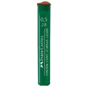 Грифели для механических карандашей Faber-Castell "Polymer", 12шт, 0,5мм, 2B