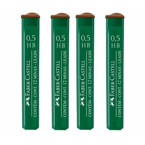 Грифели для механических карандашей Faber-Castell "Polymer", 12шт, 0,5мм, HB - 4 упаковки