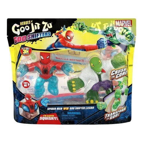 Гуджитсу Игровой набор Человек-Паук и Ящер Гу Шифтерс тянущиеся фигурки GooJitZu