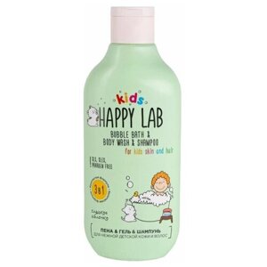 Happy Lab Kids Пена & гель & шампунь 3 в 1 для нежной детской кожи и волос / Сладкое яблочко, 300 мл