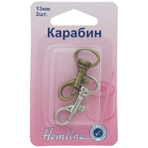 Hemline Карабин металлический 13 мм 453.13. A, бронза и никель (2 шт.) от компании М.Видео - фото 1