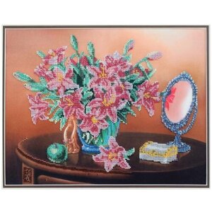 Hobby & Pro Набор для вышивания бисером Лилии в натюрморте 28 х 35 см (БН-3136) разноцветный