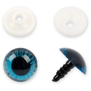 HobbyBe Глаза пластиковые с фиксатором с лучиками, PGSL-20F синий 20 мм 2 см
