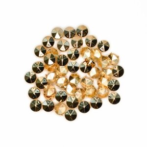 Хольнитен круглый на прокол (заклепка) Конус", диаметр 10 мм, 4 крепления, набор 50 шт, цвет: золотистый