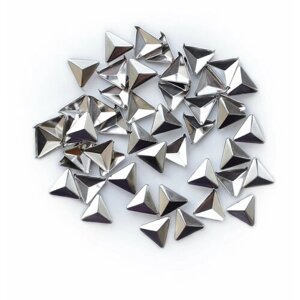 Хольнитен на прокол (заклепка) Треугольник", 12х12 мм, 4 крепления, набор 50 шт, цвет: серебристый