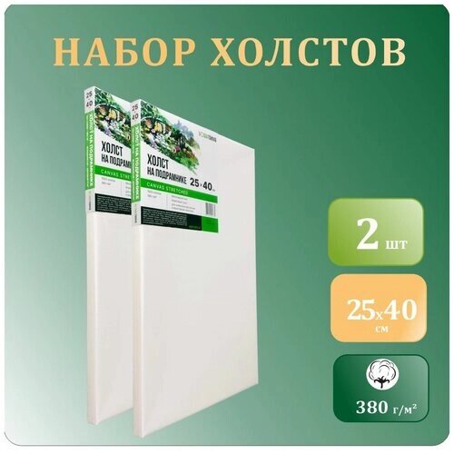 Холст грунтованный для рисования 25х40 см, Хоббитания, хлопок, 380 гр/м2, 2 штуки, набор холстов размером 25х40 см, грунт акриловый от компании М.Видео - фото 1