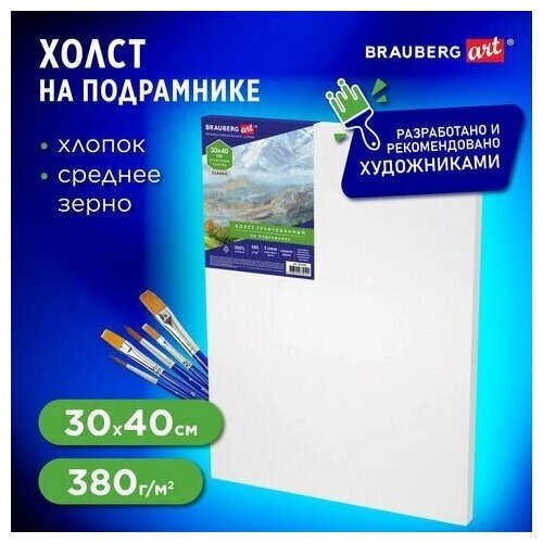 Холст на подрамнике BRAUBERG ART CLASSIC, 30х40 см, 380 г/м2, грунтованный, 100% хлопок, 192196 от компании М.Видео - фото 1