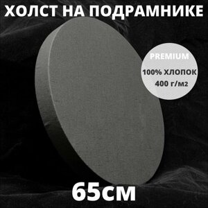 Холст на подрамнике круглый грунтованный диаметр 40 см, плотность 400 г/м2