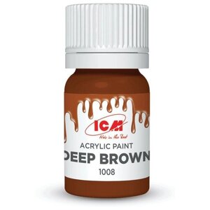 ICM Краска акриловая, Глубокий-коричневый (Deep Brown), 12 мл, C1008