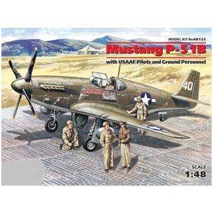 ICM Сборная модель Mustang P-51B с пилотами USAAF и наземным персоналом, 1/48