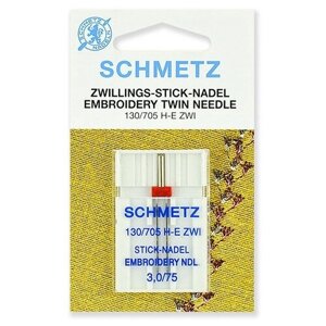 Игла для вышивки, двойная "Schmetz 130/705H-E ZWI"75/3.0, 1 штука