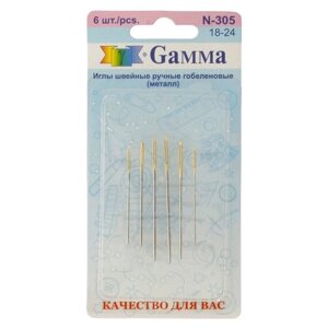 Иглы для шитья ручные Gamma N-305 гобеленовые №18-24 6 шт. в блистере острие закругл. 1421635282