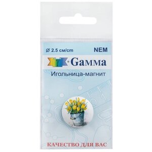 Игольница Gamma Букет тюльпанов NEM-25, голубой/желтый, N25