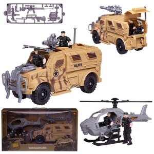 Игровой набор Abtoys Боевая сила Военная техника: боевая машина, вертолет, 2 фигурки солдат PT-01665