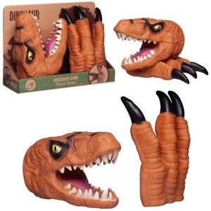 Игровой набор, Junfa, Игрушка на руку - Голова и когти динозавра, оранжевые, 1 шт