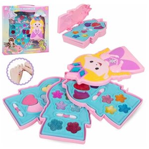 Игровой набор косметики для кукол в декоративной палетке для девочек принцесса
