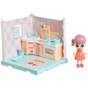 Игровой набор "Мебель" Bondibon, Кукольный уголок (Кухня 3,5 3,5 3,5 см) и куколка Oly 9,3см, во