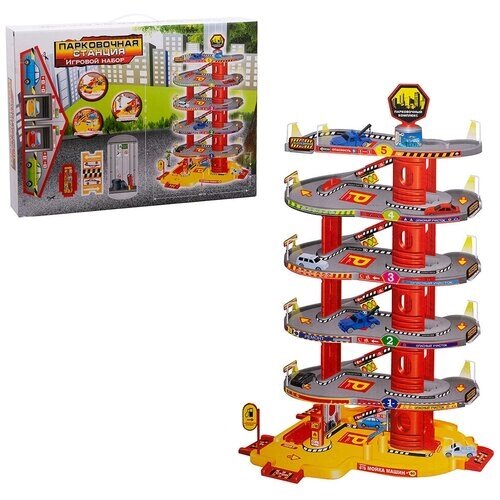 Игровой набор "Парковочная станция" 5 уровней с машинками от компании М.Видео - фото 1