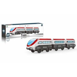 Игровой набор Поезд электромеханический (два локомотива, один вагон), в коробке 39х5х8,3см - Junfa Toys [WB-00862]
