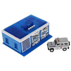 Игровой набор "Полицейский участок", гараж 22 см + машина UAZ Hunter, свет, звук, Технопарк