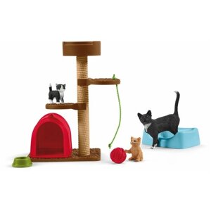 Игровой набор Schleich Комплекс с кошкой и котятами 42501, 8 дет.