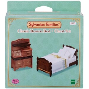 Игровой набор Sylvanian Families Классические коричневые кровать и комод 2075